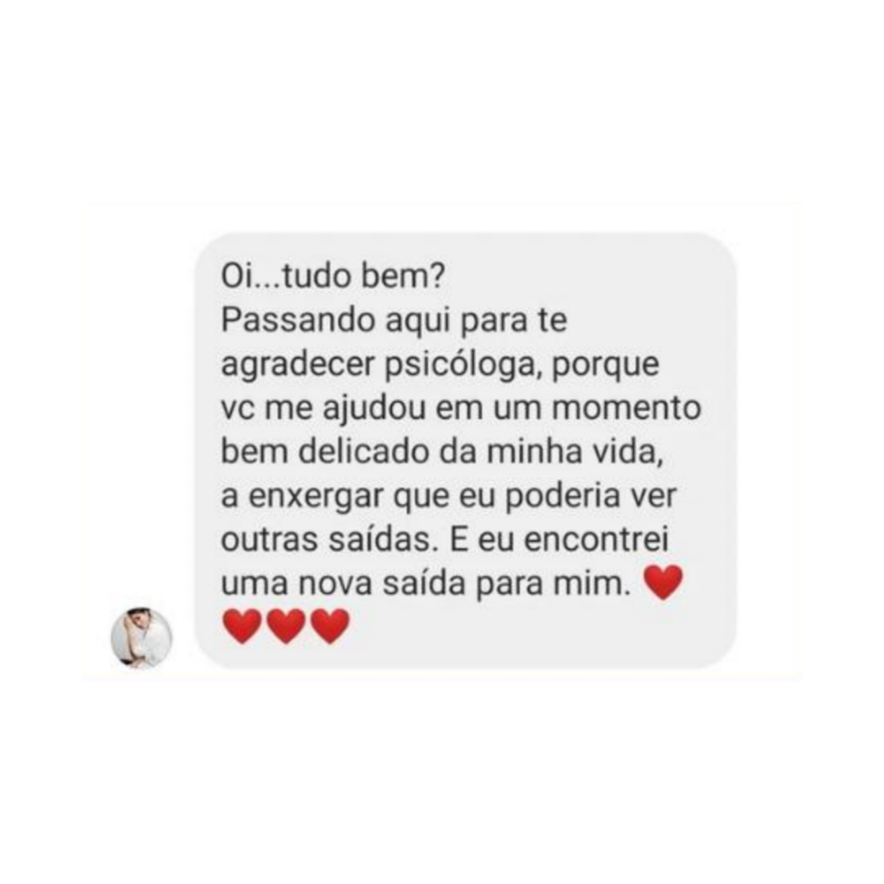 Feedback positivo sobre atendimento psicológico