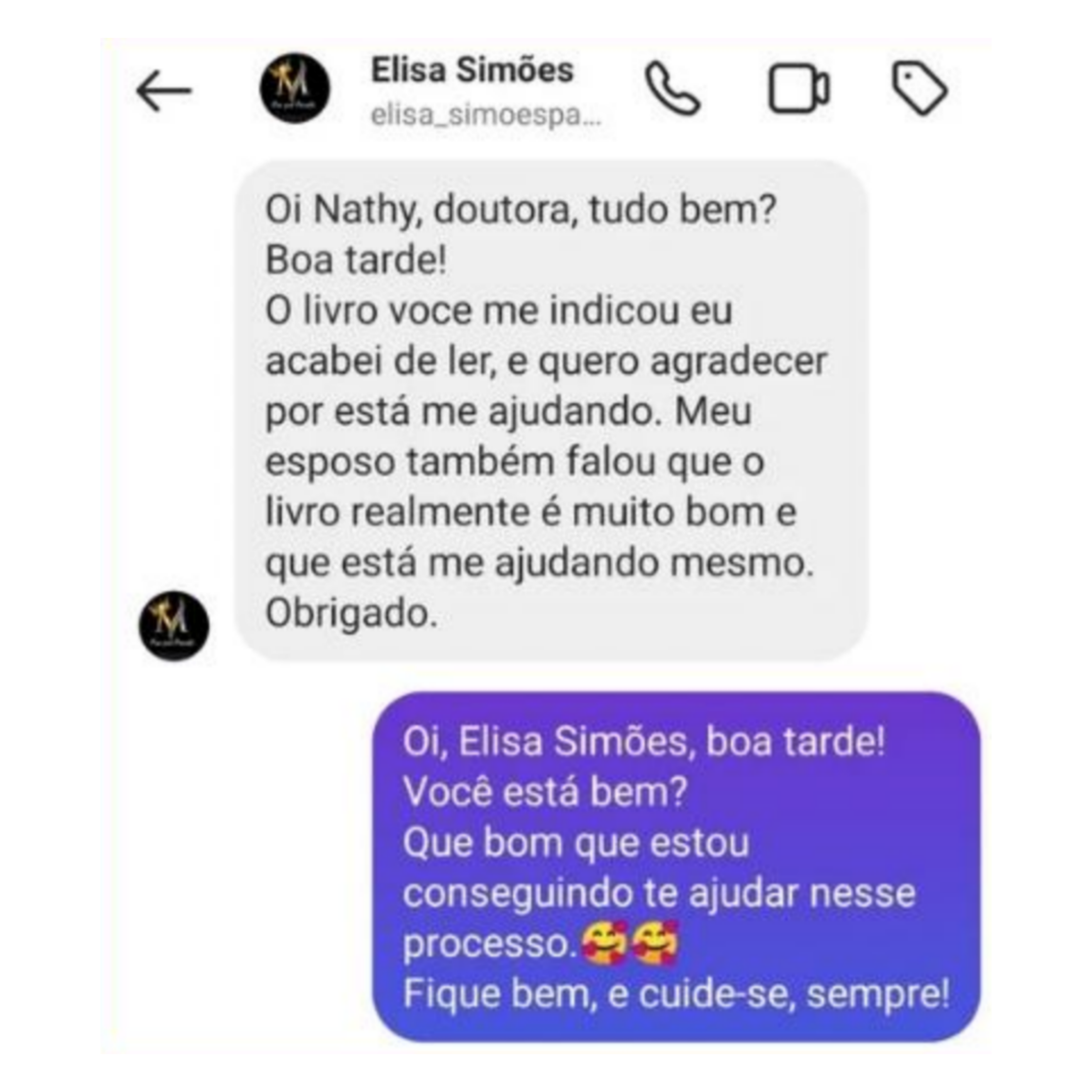 Avaliação de paciente sobre a terapia